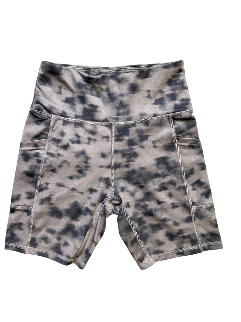 Ebb & Flow Small High-Waist Gray Tie-Dye Bike Shorts